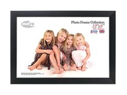 Inov8 Brittisk tillverkad traditionell bild/fotoram 12x8 inch Black Ash Silver Trim