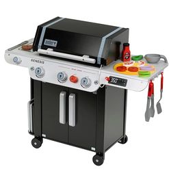 Theo Klein 9445 Barbacoa Weber Genesis de Madera I Incluye Insertos para Filete, Pizza o Verduras, con muñecos de Comida y Cubiertos para Barbacoa, Juguete para niños a Partir de 3 años