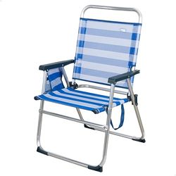 AKTIVE Vaste klapstoel voor het strand, met vaste rugleuning, afmetingen 48 x 50 x 88 cm, met draaggreep, aluminium stoel, blauw en wit, 100 kg (53952)