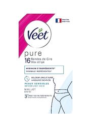 VEET PURE - 16 Bandes de cire froide Maillot - Peaux Sensibles - Recommandés par les Dermatologues - Epilation Longue Durée