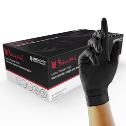 Unigloves utvalda utökade manschetter latex undersökning handskar, Medium, Black Latex, 100