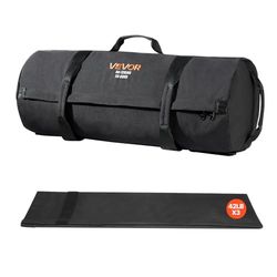 VEVOR Saco de Arena para Fitness, Resistente, con Asas, de 22,5 a 57 kg, para Entrenamiento de Fuerza, con Pesas, Entrenamiento Cruzado y Gimnasio en Casa, Negro, sin Relleno, 760 x 380 x 380 mm