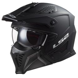 LS2 Motorcycle Helmet OF606 DRIFTER MATT BLACK - Open Faced With Removable Mask - Small (55-56cm)