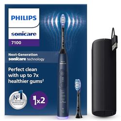 Philips Sonicare 7100 - Brosse à dents électrique sonique avec application, 4 modes de brossage,3 niveaux d'intensité, Alerte de pression, EasyStart, SmarTimer, Bleu, HX7423/01 [Nouvelle technologie]