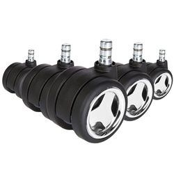 HJH OFFICE 619035 5x bureaustoelwieltjes 11 mm x 60 mm harde vloer RACE NO NOISE Gaming stoelwielen harde vloerwielen stil