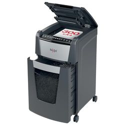 REXEL Optimum Auto Feed+ 300M, Distruggidocumenti Automatico, 300-330 Fogli (80-70 gr/mq), Taglio Micro, Livello di Sicurezza P-5, per l’Ufficio, Capacità 60 Litri, con Ruote, 2020300MEU
