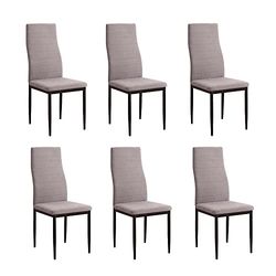 SHIITO - Sillas de Comedor - Pack de 6-40,5 x 49 x 96 cm - Modelo Yuri - Asiento Acolchado - Patas Metal Negras - Sencillo y Elegante - Gris Marengo