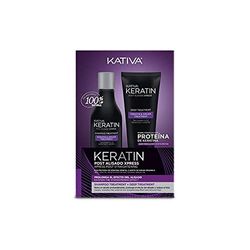 KATIVA Keratin Post Alisado Xpress Shampoo Treatment + Deep Treatment - Post Kit with Keratin Shampoo 250 ml + 200 ml Mask with Vegetable Keratin and Argan Oil