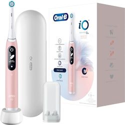 Oral-B iO 6 Sensitive Edition Brosse à dents Electric Toothbrush, Technologie magnétique, 2 brosses, 5 modes de brossage pour soins dentaires, affichage et étui de voyage, conçu par marron, sable rose