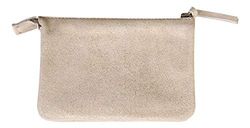 Clairefontaine - Ref 400041C - Plume' Iridescent Suede Leather Small Pocket With 2 Compartments - 13 x 9cm, Made From Genuine Lambskin Leather, Metal Zip With Leather Puller - Gold