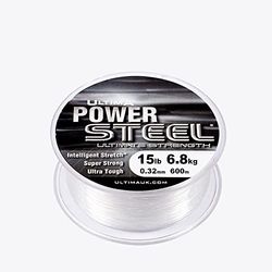 Ultima Power Steel Fishing Line, Unisex-Adult, Transparent, 0.32mm-15.0lb/6.8kg