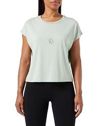 Koton Dames Back Detail Printed Modal Mix T-shirt, groen (750), S