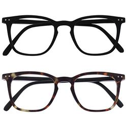 Opulize Bex 2 Pack Mens Reading Glasses Large Matt Black Brown Tortoiseshell RR64-12 +1.50