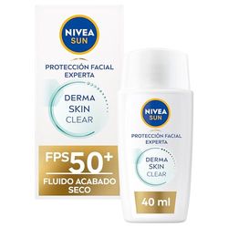 NIVEA SUN Derma Skin Clear Fluido Protezione Solare Viso FPS 50+ (1 x 40 ml), Crema Solare Viso Ultra Leggero con Effetto Opaco, Protezione Solare Anti Infezione