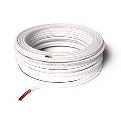 Qnected Câble audio pour haut-parleur 2 x 4mm² - 20m (20 mètres) | Cuivre OFC pur sans oxygène | 11 AWG | Blanc | Qualité haut de gamme | Marquage de polarité noir-rouge