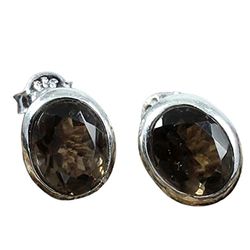 Kanika Jewelry Trove Smoky Quartz 925 Sterling Silver Stud Earrings