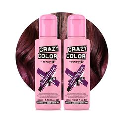 Crazy Color Vibrant Aubergine Semi-Permanent Duo Hair Dye. Highly Pigmented Wine Purple Conditioning & Oil Nourishing Vegan Formula | No Bleach or Ammonia | 200ml