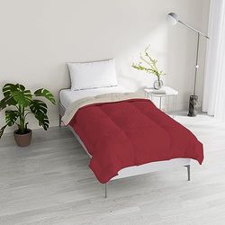 Italian Bed Linen Donzen winterdekbed, gevuld, tweekleurig, dromen en stemmen, bordeaux/crème, Frans bed, 200 x 200 cm