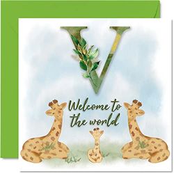 Nieuwe Baby Card Unisex - Welkom in de wereld V - Gefeliciteerd Babykaarten Pasgeboren, Goed gedaan Gefeliciteerd Nieuwe Baby Kaarten, Welkom in de Wereld Home Gifts, 145mm x 145mm Baby Wenskaarten