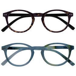 Opulize Zen Pack 2 óculos de distância curto de vista miopia pequeno escuro castanho turquesa homens mulheres MM24-2Q -2,00