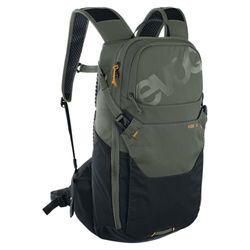 EVOC RIDE 12 protector fietsrugzak, trekkingrugzak voor trails & dagelijks gebruik (slim zakbeheer, AIR-PAD rugvulling, helmhouder, rugzak incl. 2l drinkblaas), donker olijf/zwart