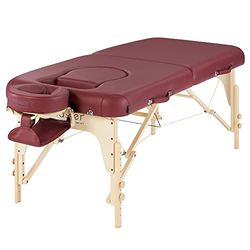 Master Massage Eva Mobiele zwangerschapsligstoel, 76 cm, behandelingsligstoel, massagestoel, borstuitsnijding, buikuitsnijding met bekleding, transporttas, bordeauxrood met muziekkussen, luidspreker