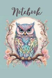 Notebook: Jewel-tone Nature Owl Blank Lined Notebook