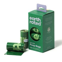 Earth Rated Bolsas para heces de perro, para mascotas a prueba de fugas y extragruesas, aptas para perros de cualquier tamaño, Rollos de recarga, aroma a lavanda, 120 unidades