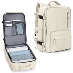 VECAVE Reisrugzak voor Vrouwen Luchtvaartmaatschappij Goedgekeurde Carry On Rugzak, C-beige, S