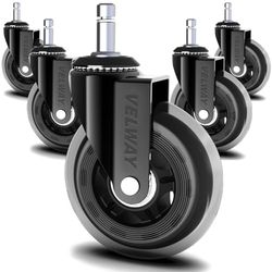Velway 5 stycken 11 x 22 mm universella hjul för kontorsstol 3 tum roterande stolshjul tyst gummi reservhjul kontorsstolshjul transparent