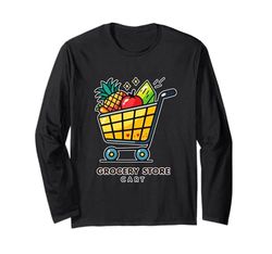 Bright Grocery Store Carrello con cibo Maglia a Manica