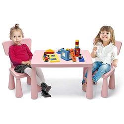 COSTWAY Groupe de sièges pour Enfant, PP, Rose, Tables : 76,5 x 54,5 x 49,5 cm (L x l x H)