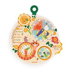 Janod - Rueda del Tiempo de Madera FSC - Calendario Educativo Infantil - Juego Educativo - Juguete de Madera FSC - A Partir de 3 Años, J09623