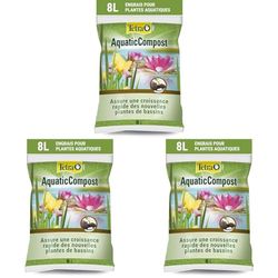 Tetra Pond AquaticCompost - Engrais, Terreau pour Fond de Bassin – Nutriments pour Plantes de Bassin de Jardin et d’Ornement - Favorise la Croissance des Plantes – 8 L (Lot de 3)