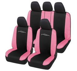Auto Accessori Lupex Housse de siège Auto Universelle modèle Racing, Housse de siège Avant et arrière, en Polycoton (Noir - Rose)