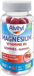 Alvityl Magnésium Gummies goût Cerise - Vitamine B6 – Sans Sucre - Aide à réduire la fatigue - Favorise l’équilibre nerveux – 15 à 45 jours - Dès 12 ans