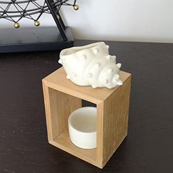 Zen'Arôme Geurbrander voor geurwas, geur, etherische olie en kamergeur, aromatherapie, kaarsenhouder van hout en keramiek, hoogte: 15 cm