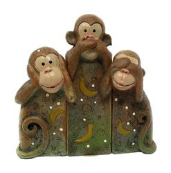 Something Different Delightful Brown Resin See, Speak, Hear No Evil Monkeys - 11cmx12cm (Set of 3) - Unique & Eye-catching Design, Great for Home Decor
