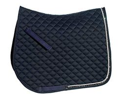 Rhinegold Elite Diamante Trim Saddle Cloth-Cob-Navy