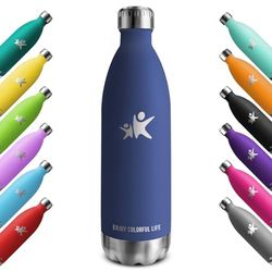 KollyKolla Borraccia Termica 1 litro, Bottiglia Acqua in Acciaio Inox, Borracce Termiche, Riutilizzabile, Termos senza BPA, Bottiglia Termica Metallo per Sportiva, Adulto, Scuola, Palestra, Viaggi