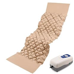 SANICO Complete matrasset tegen decubitus - opblaasbaar antidecubitusbed met gemotoriseerde compressor en eindkleppen - beddecubitus reliëfkussen, slaapkwaliteit max. 135 kg, beige
