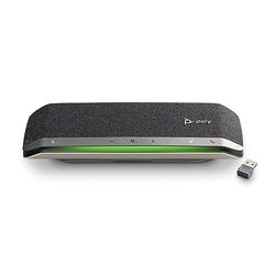 Haut-parleur intelligent Poly Sync 40+ - Espaces de travail flexibles - Connexion à un PC/Mac via adaptateur BT600 et via Bluetooth pour les smartphones - Fonctionne avec Teams, Zoom