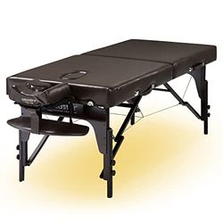 Mobiele massagestoel, cosmetica-ligstoel, therapiebed, inklapbaar met gezichtsuitsnijding, sfeerverlichting, massief hout