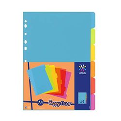 Viquel – Juego de 6 separadores de plástico, tamaño A4 (21 x 29,7 cm), para carpeta A4, color neón