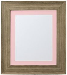 FRAMES BY POST Hygge Picture, Photo and Poster Frame, Plastic Glass, Bear Creek Brown with Pink Mount, 50 x 40 cm Image Size A3