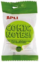 APLI 16278 Comic Sticky Notes 70 x 70 mm Pad van 200 vellen, 4 verschillende fluorescerende kleuren