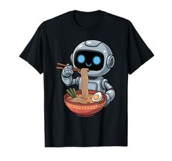 Cute Robot Eating Ramen Japanese Kawaii Tech Noodles T-Shirt