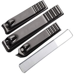 Nail Clippers Set 4-in-1 Stainless Steel Professional Nail Scissors for Fingernails & Toenails with Collection Container, Anti-Splitter Design & Glass File, Ideal for Thick Nails & Ingrown Toenails