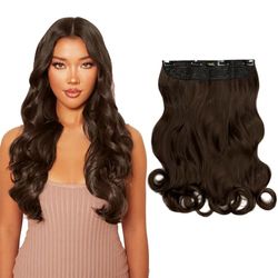 Lullabellz Extensions de cheveux bouclés épais à clipser Marron chocolat 50,8 cm