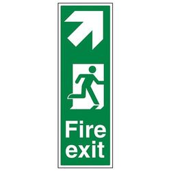 vsafety 14044 AV-S Fire Exit sign, Fire Exit Freccia a destra, autoadesiva, verticale, 200 mm x 600 mm, colore: verde